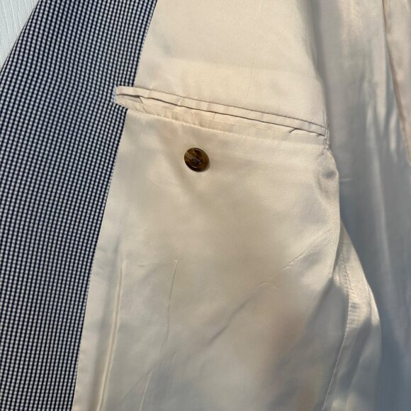Chaps | 42R Navy Blue & White Gingham 2 Button Sport Coat Blazer Suit Summer - Picture 9 of 12